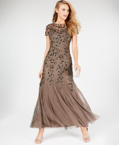 Женское вечернее платье Adrianna Papell Floral-Beaded Gown