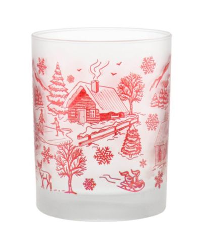 Culver Lodge Toile Village DOF Glass, Set of 4