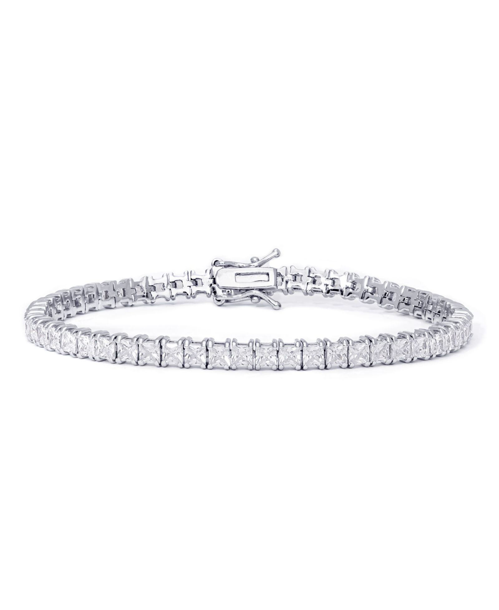 Браслет с фианитами Cubic Zirconia Square Link в серебристом покрытии