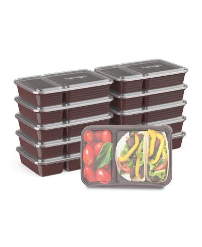 Bentgo Food Prep 2-Compartment Food Storage Containers, Pack of 10