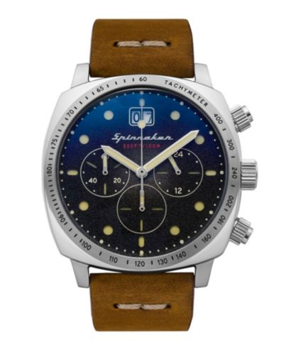 Spinnaker Men's Hull Chrono Brown Genuine Leather Strap Watch 42mm