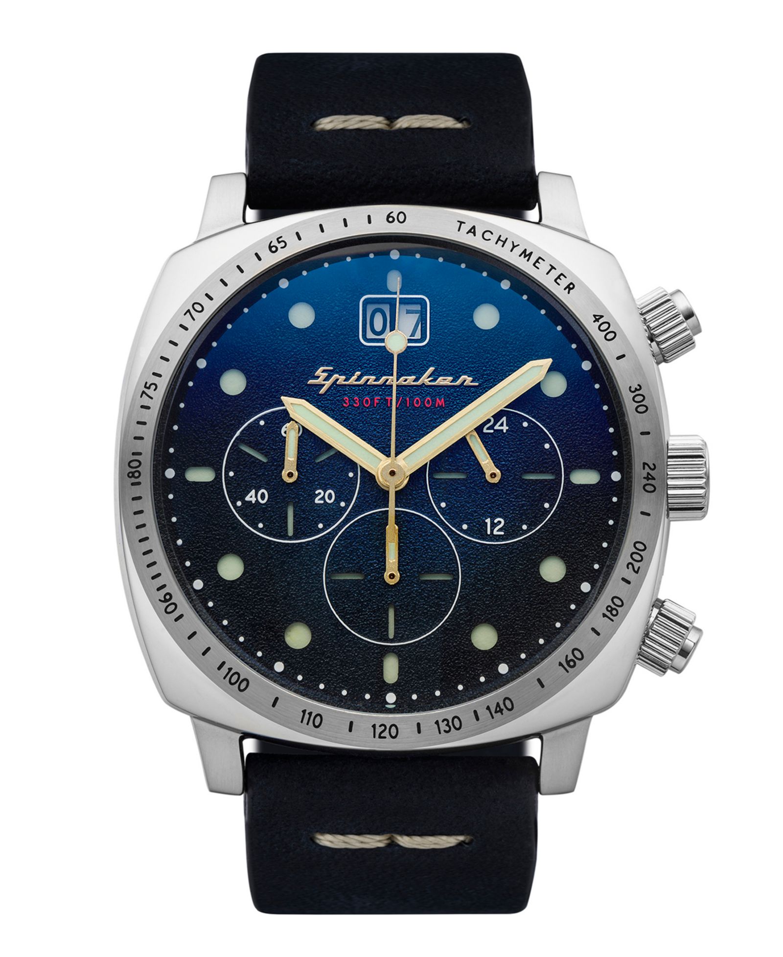 Мужские часы Spinnaker Hull Chrono, темно-синий цвет, кожаный ремешок 42mm