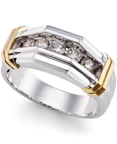 Мужское кольцо Diamond Ring (1/2 ct. t.w.) 10k Gold and White Gold