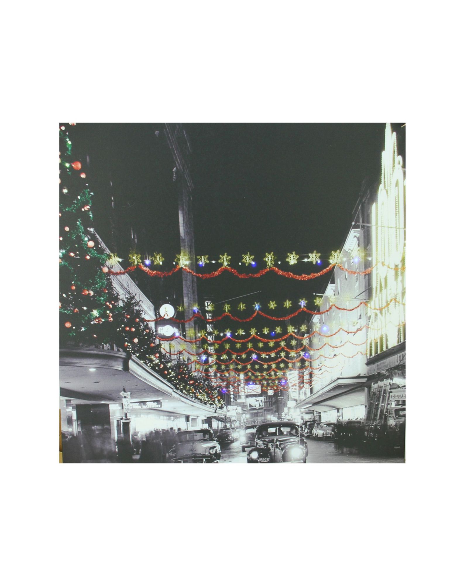 Northlight LED Lighted Christmas On Main Street in Pittsburgh Canvas Wall Art