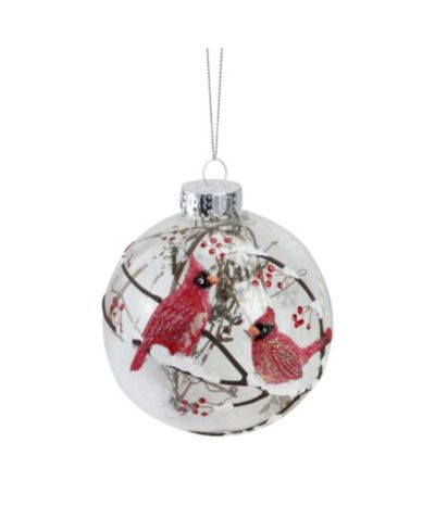 Елочное украшение Northlight Branch and Snow Filled Glass Ball with Cardinals