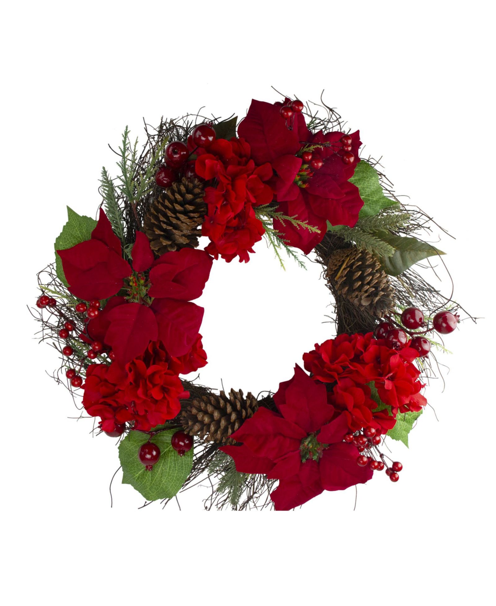 Northlight Unlit Flowers with Berries Artificial Christmas Wreath