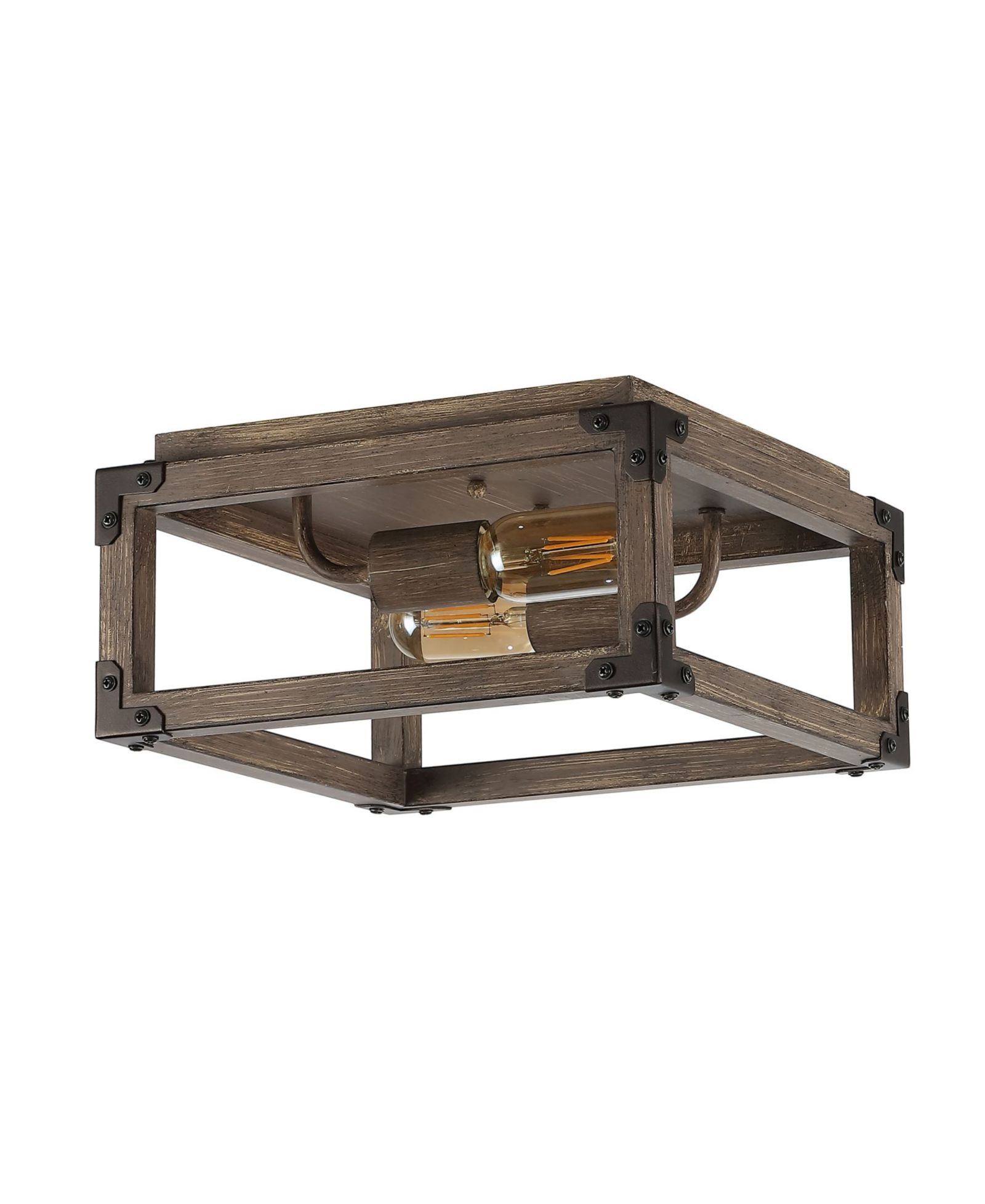 JONATHAN Y Magnolia 2-Light Rustic Farmhouse LED Flush Mount
