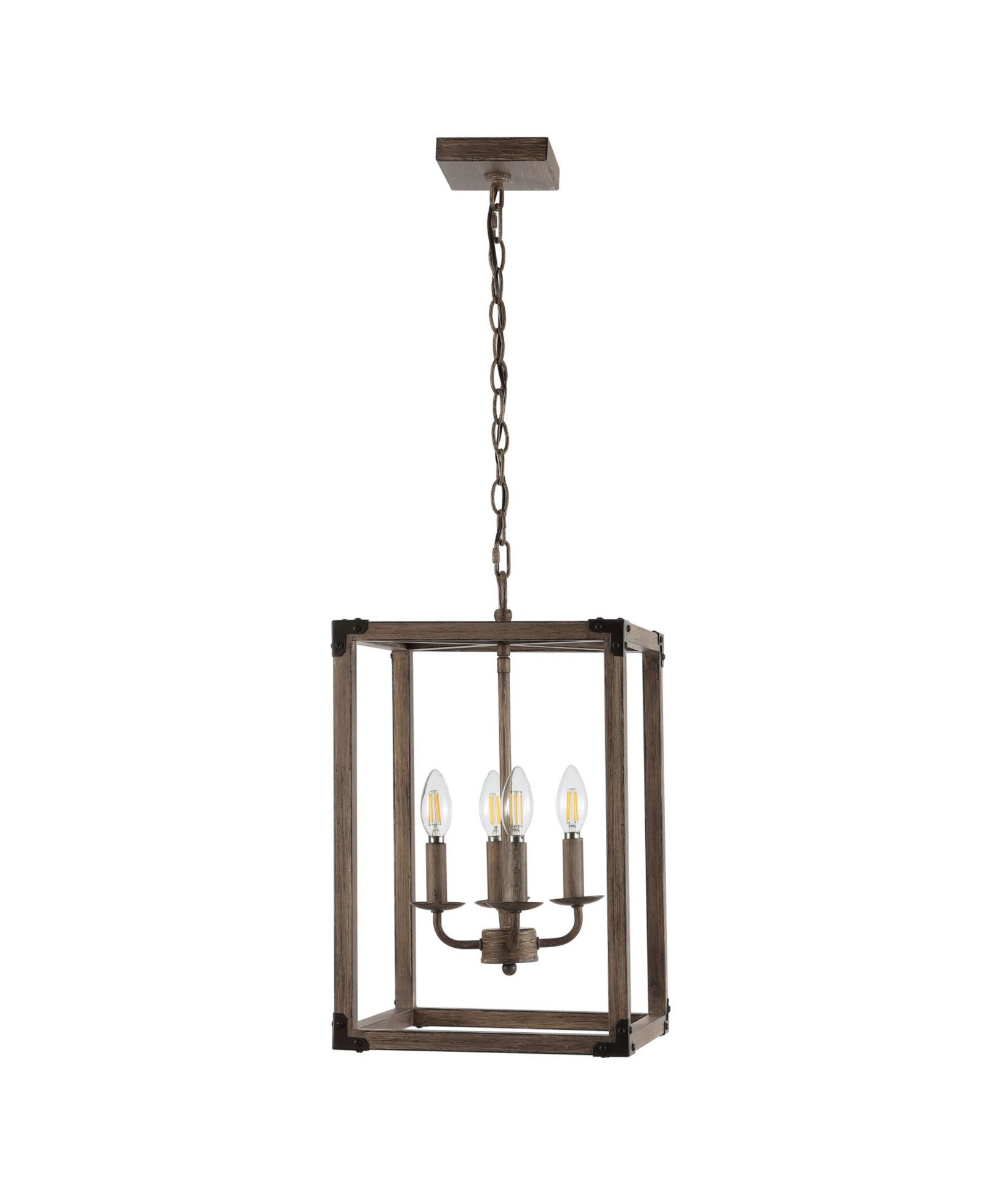 JONATHAN Y Magnolia 4-Light Adjustable Rustic Farmhouse LED Pendant