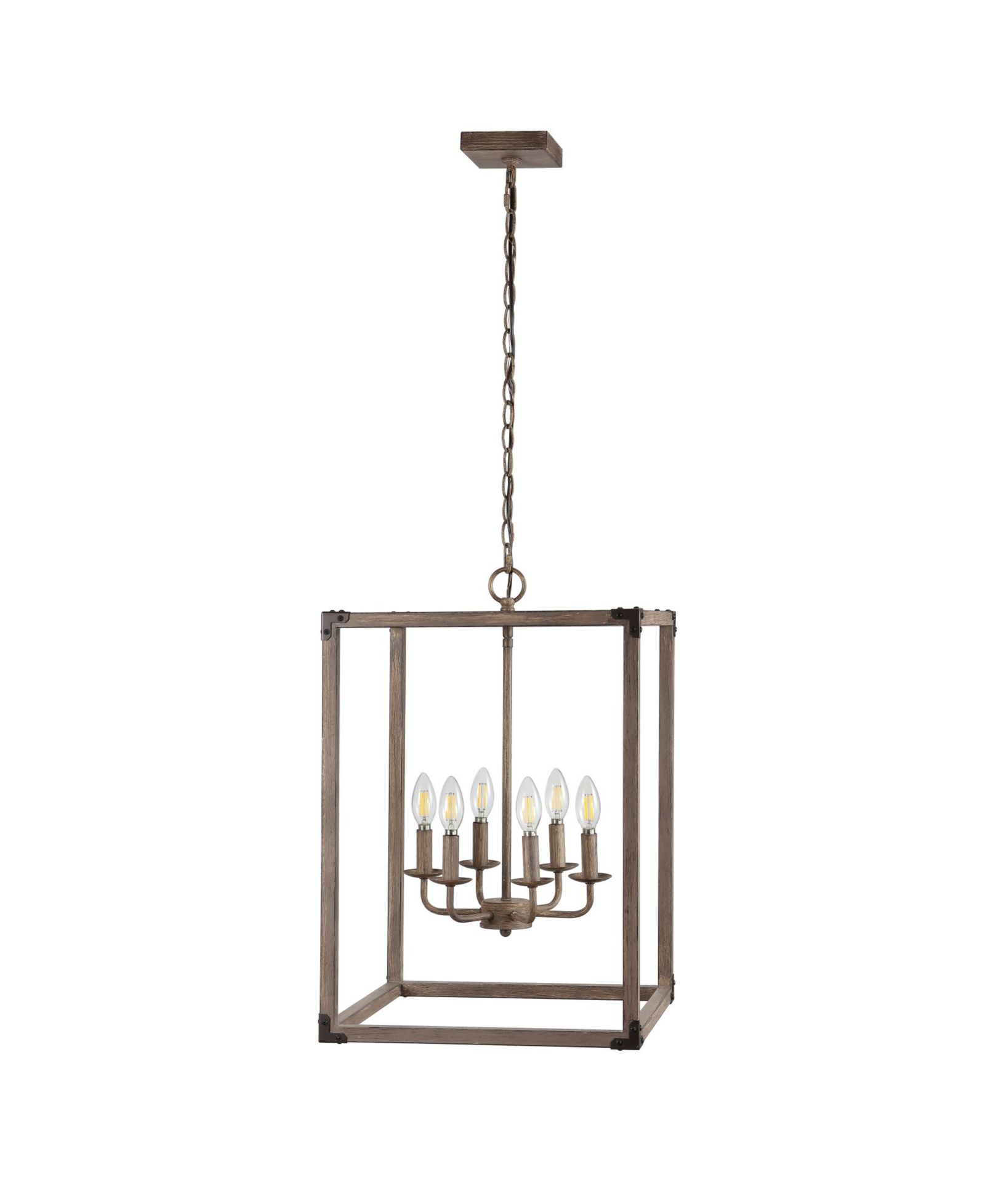 JONATHAN Y Magnolia 6-Light Adjustable Rustic Farmhouse LED Pendant
