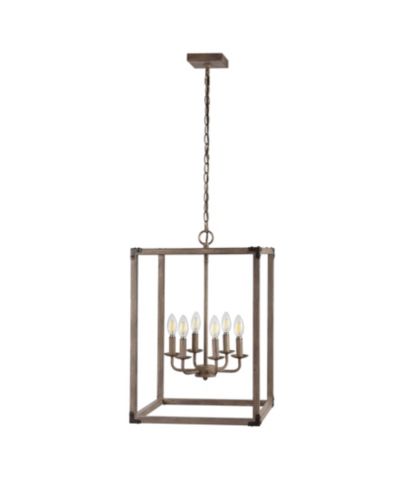 JONATHAN Y Magnolia 6-Light Adjustable Rustic Farmhouse LED Pendant