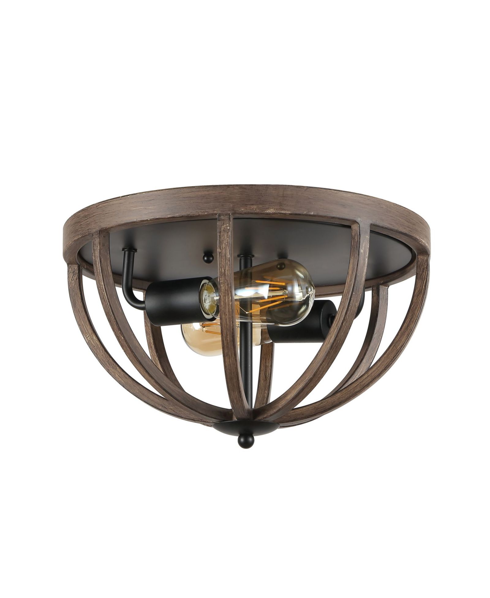 JONATHAN Y Darlene 2-Light Rustic Farmhouse LED Flush Mount