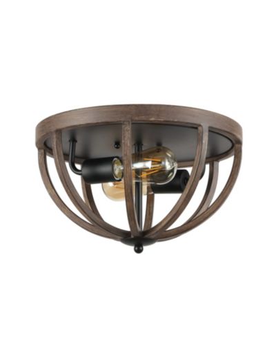JONATHAN Y Darlene 2-Light Rustic Farmhouse LED Flush Mount