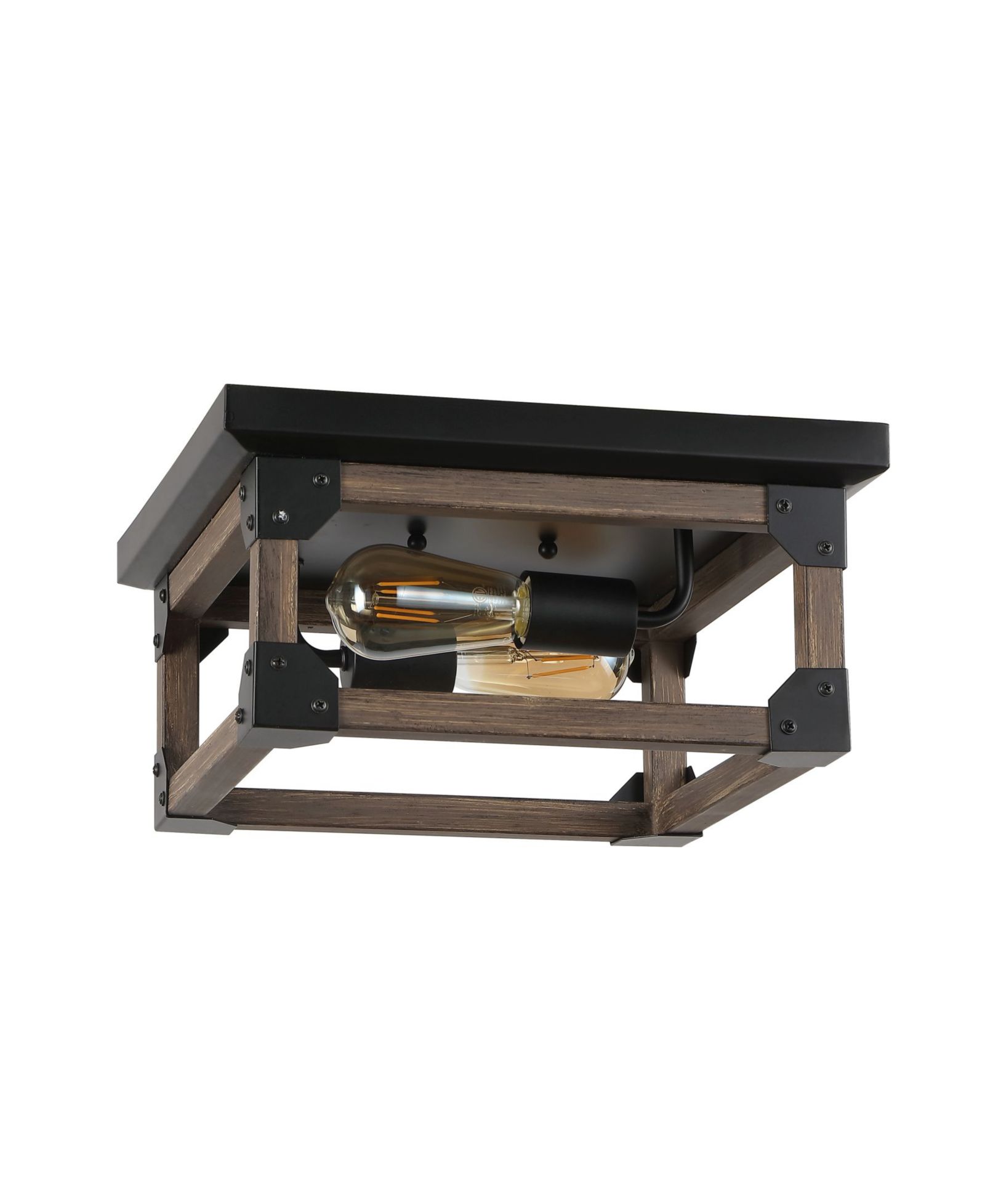 JONATHAN Y Cheshire 2-Light Rustic Farmhouse LED Flush Mount