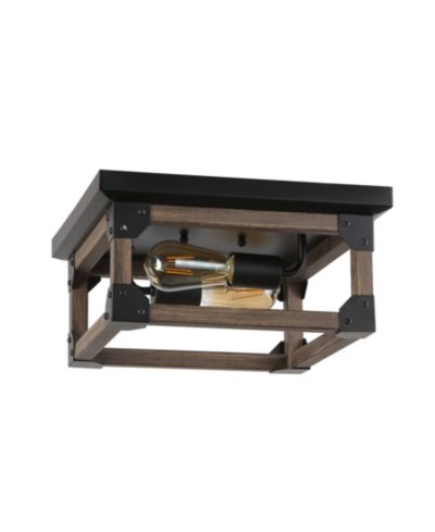 JONATHAN Y Cheshire 2-Light Rustic Farmhouse LED Flush Mount