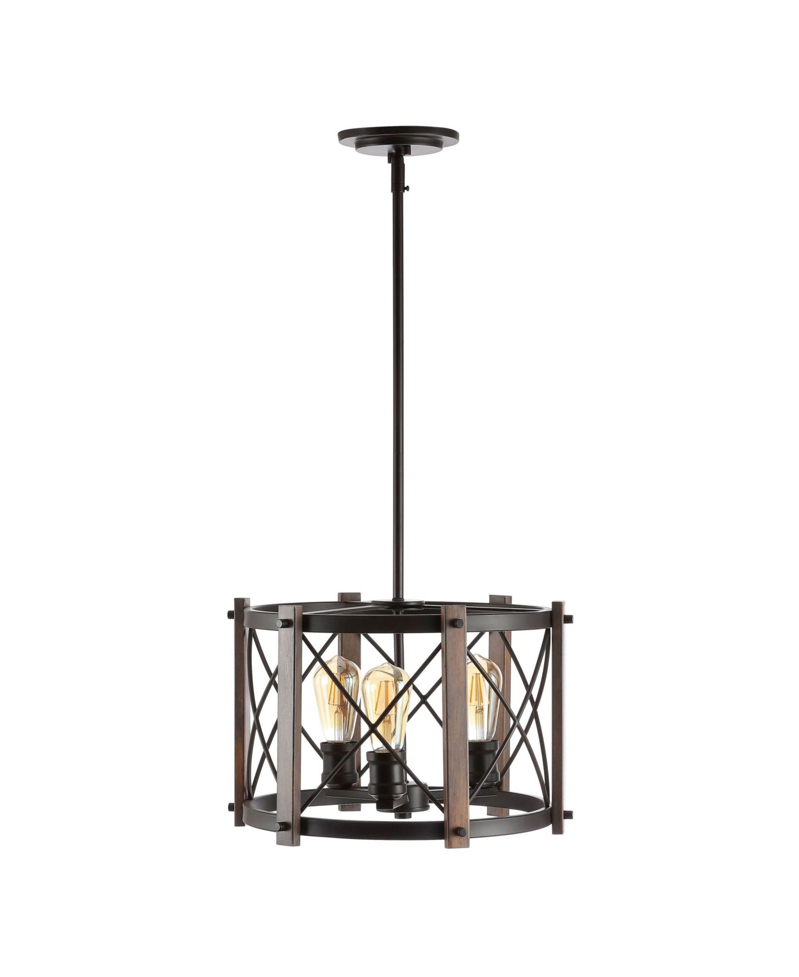 JONATHAN Y Ferme 3-Light Adjustable Rustic Farmhouse LED Pendant