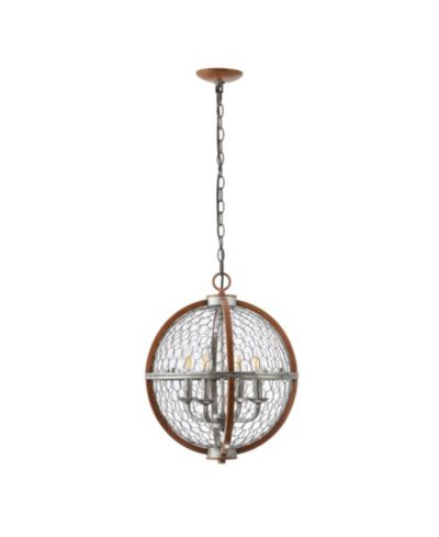 JONATHAN Y Gaines 4-Light Adjustable Rustic Industrial LED Pendant