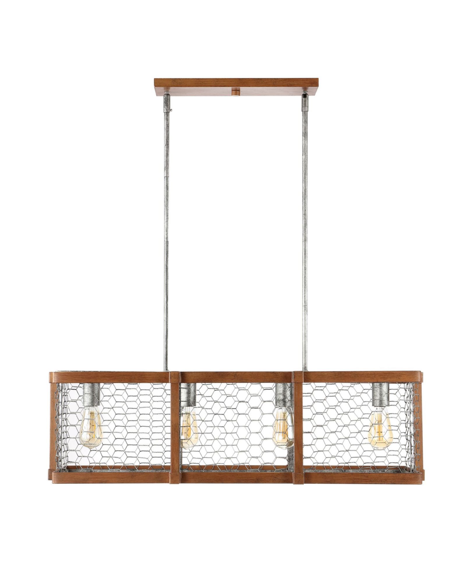 JONATHAN Y Gaines Linear 4-Light Adjustable Rustic Industrial LED Pendant