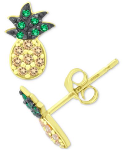 Giani Bernini Cubic Zirconia Pineapple Stud Earrings in 18k Gold-Plated Sterling Silver, Created for Macy's