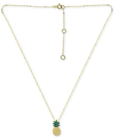 Giani Bernini Cubic Zirconia Pineapple Pendant Necklace in 18k Gold-Plated Sterling Silver, 16" + 2" extender, Created for Macy's