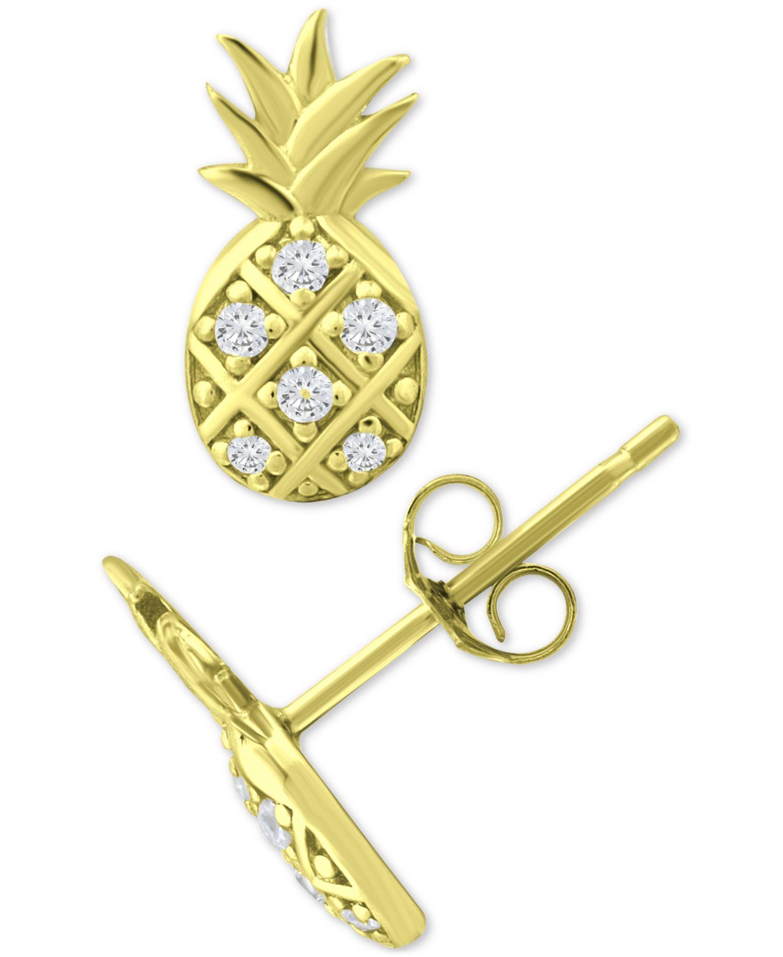 Giani Bernini Серьги-гвоздики Pineapple из кубического циркония в 18k Gold-Plated Sterling Silver