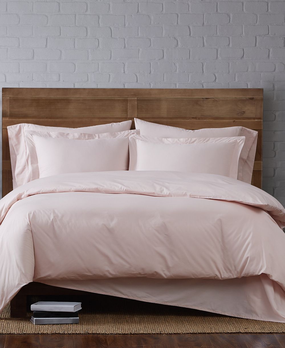 Brooklyn Loom Solid Cotton Percale 3-Pc. Duvet Cover Set, King