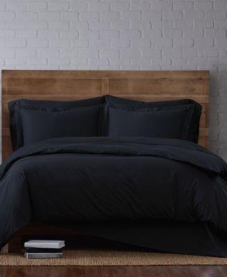 Brooklyn Loom Solid Cotton Percale 3-Pc. Duvet Cover Set, Full/Queen