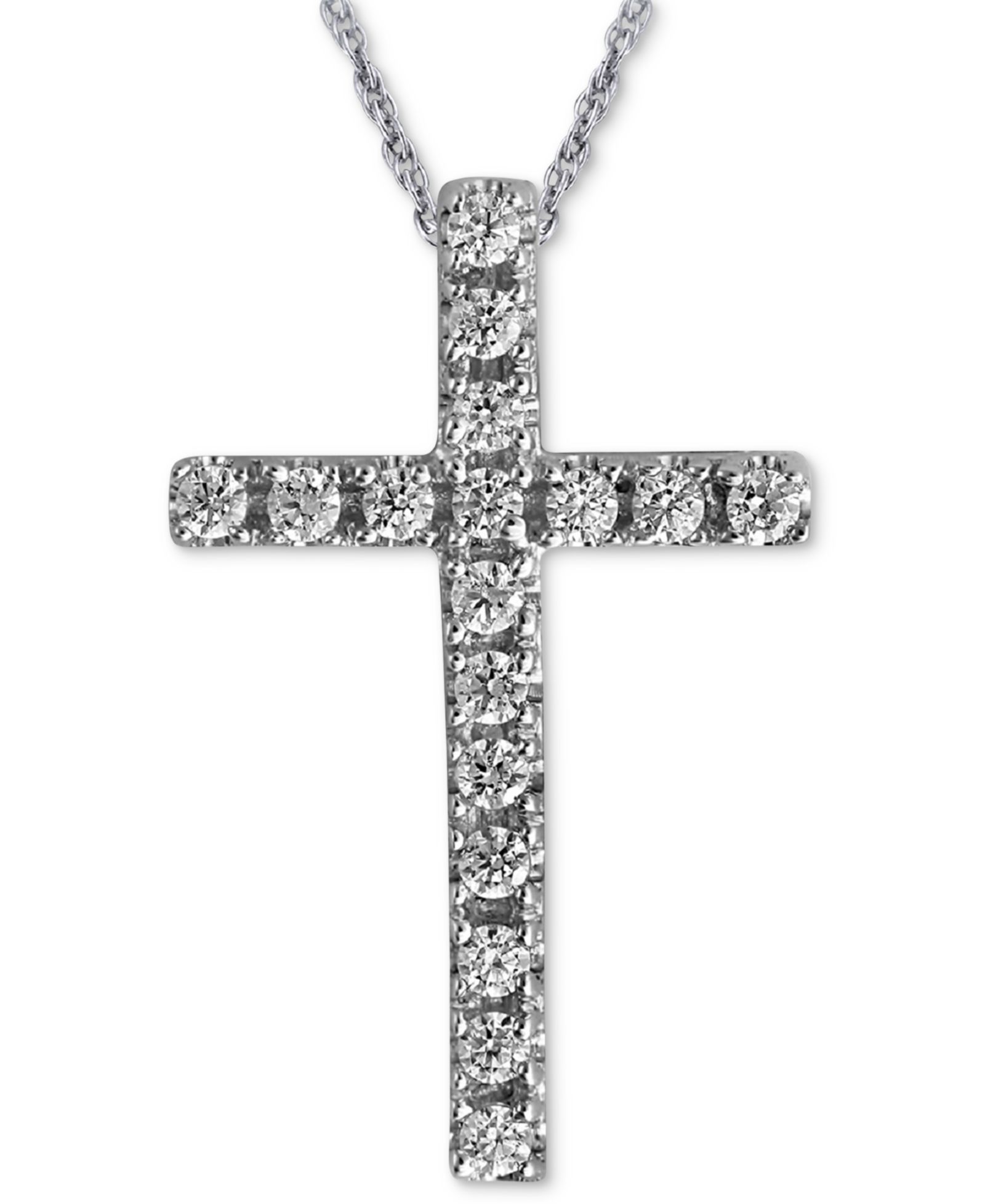 Подвеска Diamond Cross 18" в белом золоте 10k