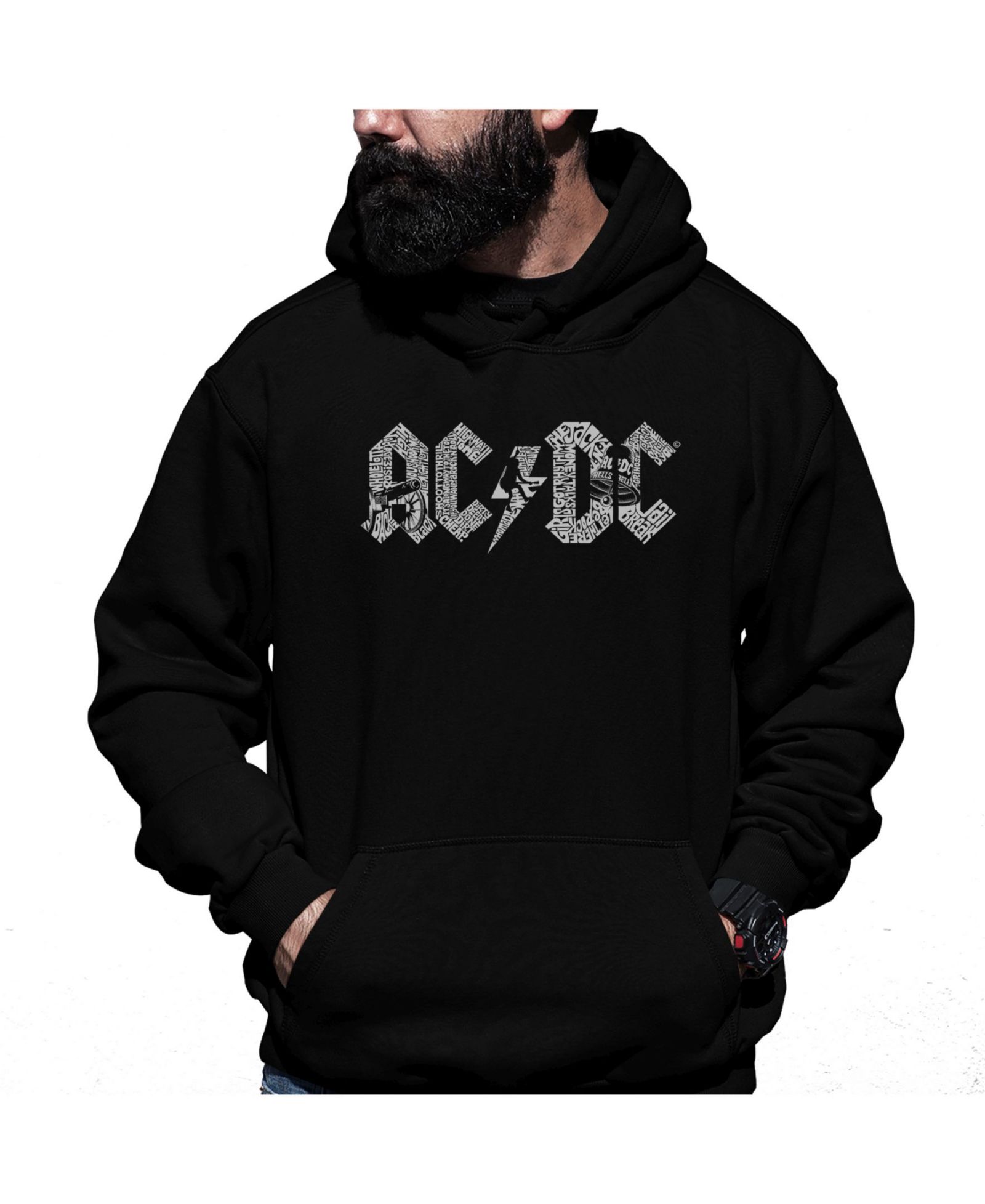 LA Pop Art Men's  AC/DC Word Art Hooded Sweatshirt