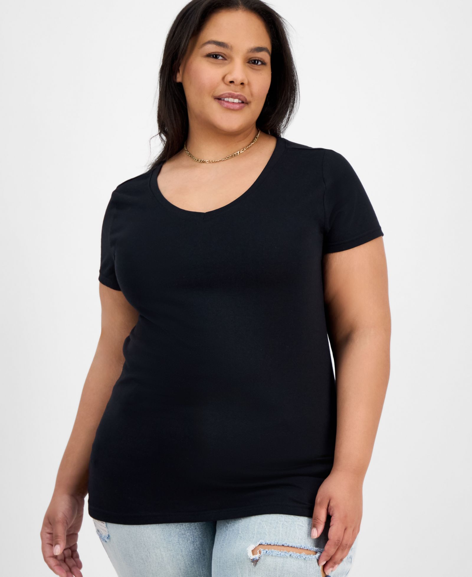 Женская футболка Plus Size Aveto Fitted V-Neck Striped
