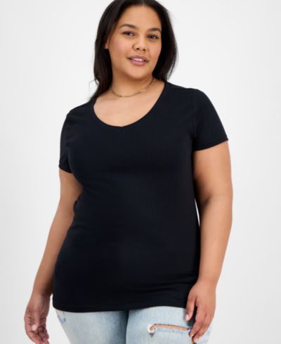 Женская футболка Plus Size Aveto Fitted V-Neck Striped