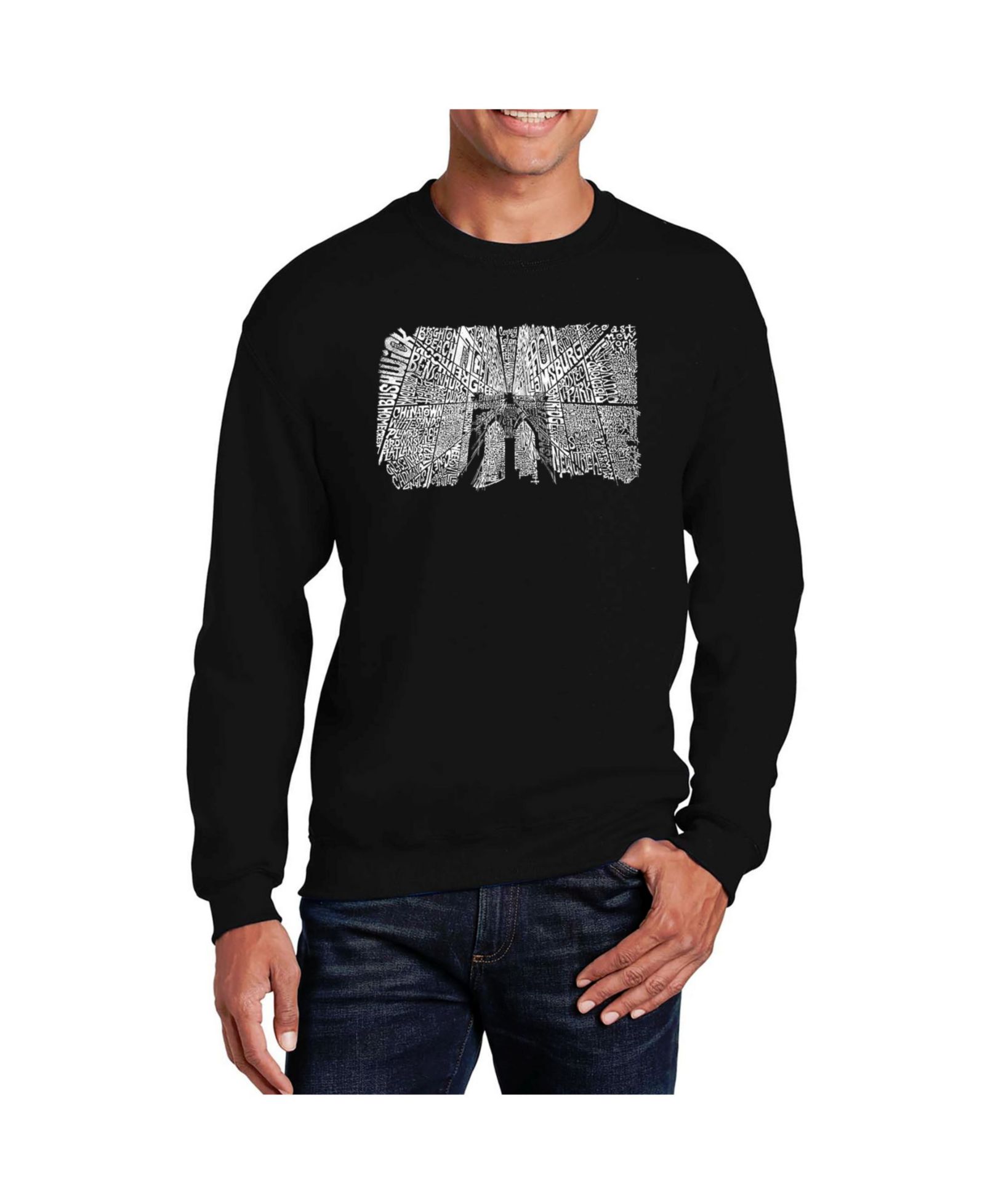 LA Pop Art Мужской свитшот Word Art Brooklyn Bridge Crewneck