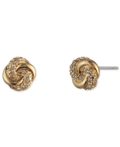 Серьги-гвоздики Lauren Ralph Lauren Gold-Tone Pavé Knot Stud