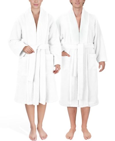 American Soft Linen Unisex Luxury Hotel Spa Warm Shawl Collar Soft Plush Fleece Bath Robe
