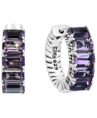 EFFY® Amethyst Small Hoop Earrings (3-1/3 ct. t.w.) in Sterling Silver, 0.57"