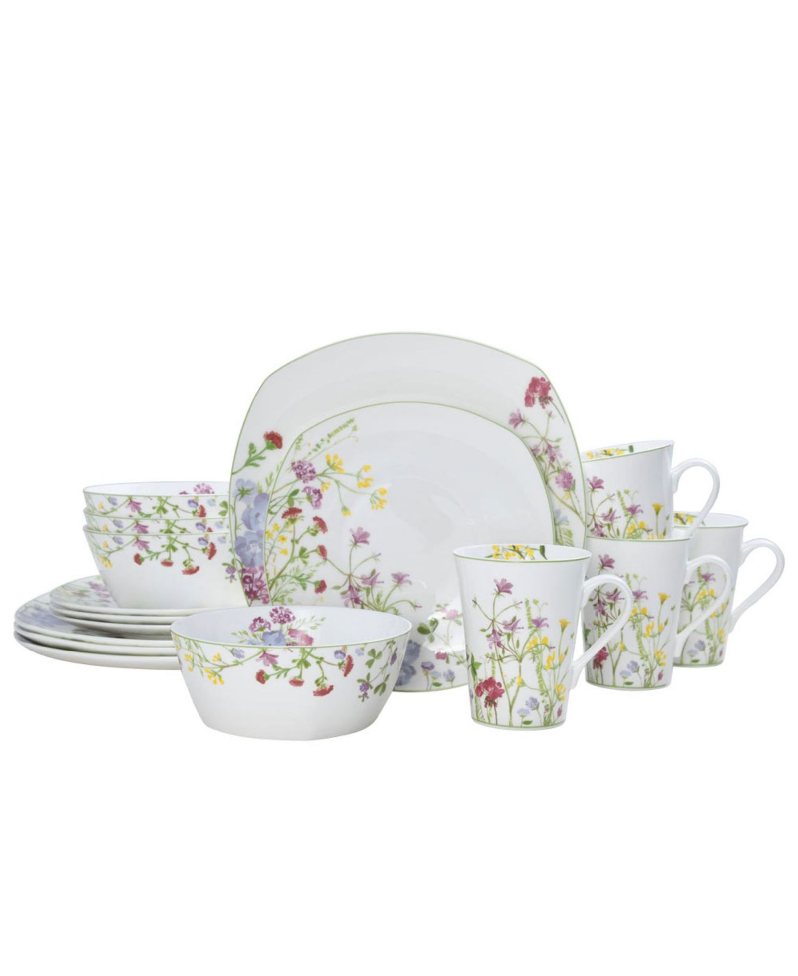 Mikasa Wildflower Garden Square 16 Pc. Dinnerware Set, Service for 4