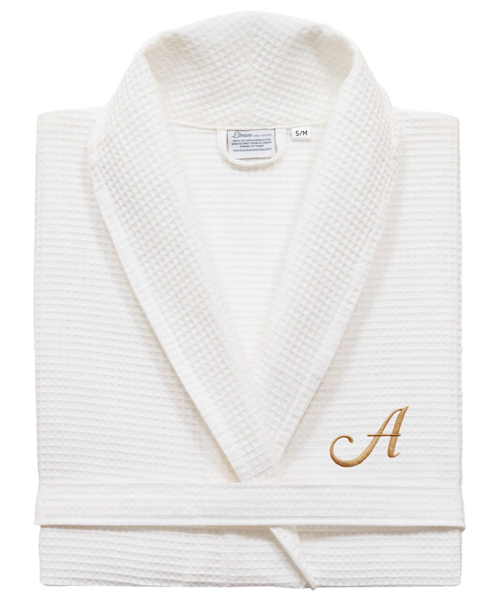 Халат Linum Home Personalized Unisex Embroidered Turkish Cotton Waffle Weave