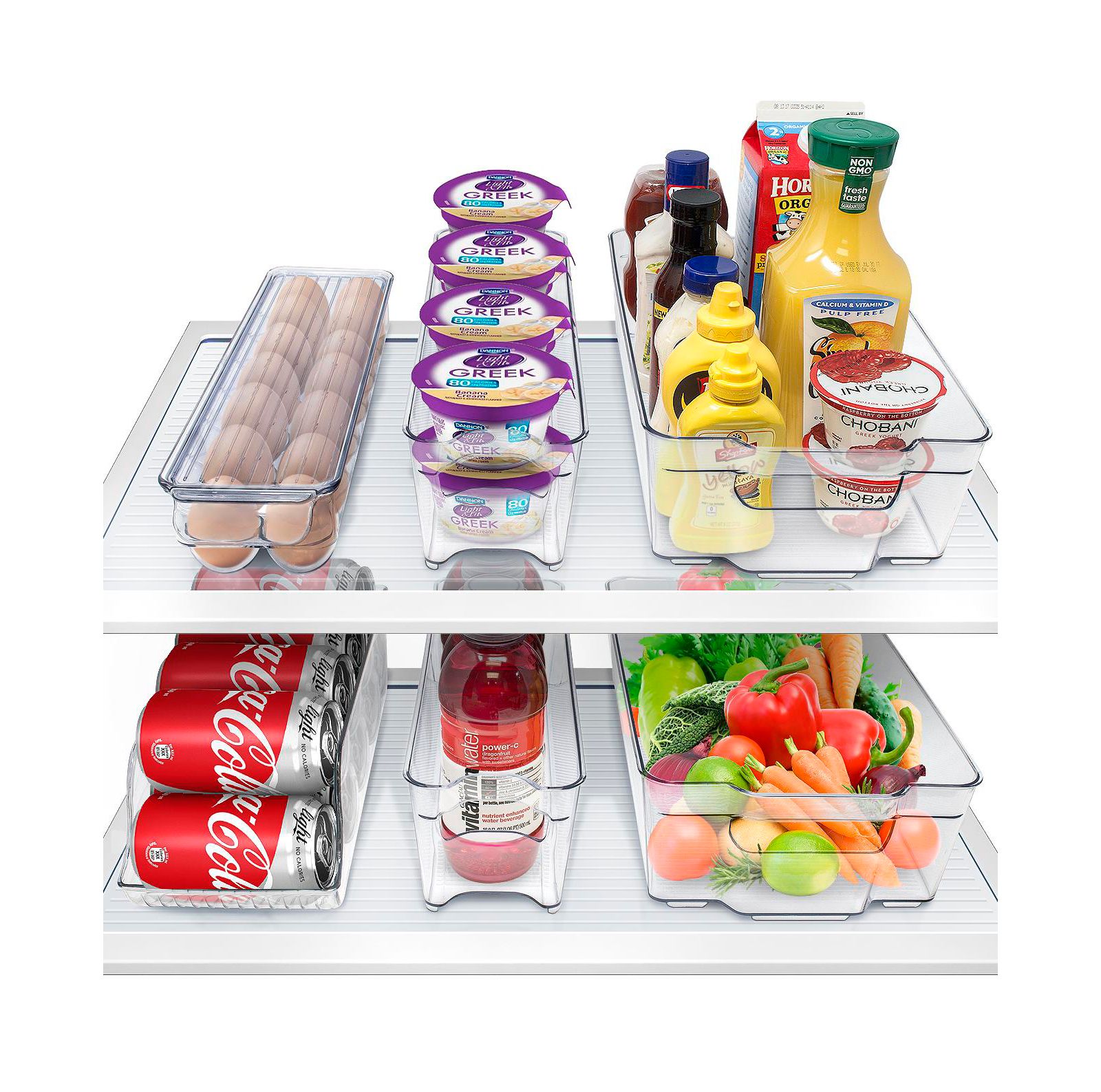 SORBUS 6 Pack Stackable Plastic Clear Fridge Bins - for Freezer and Pantry