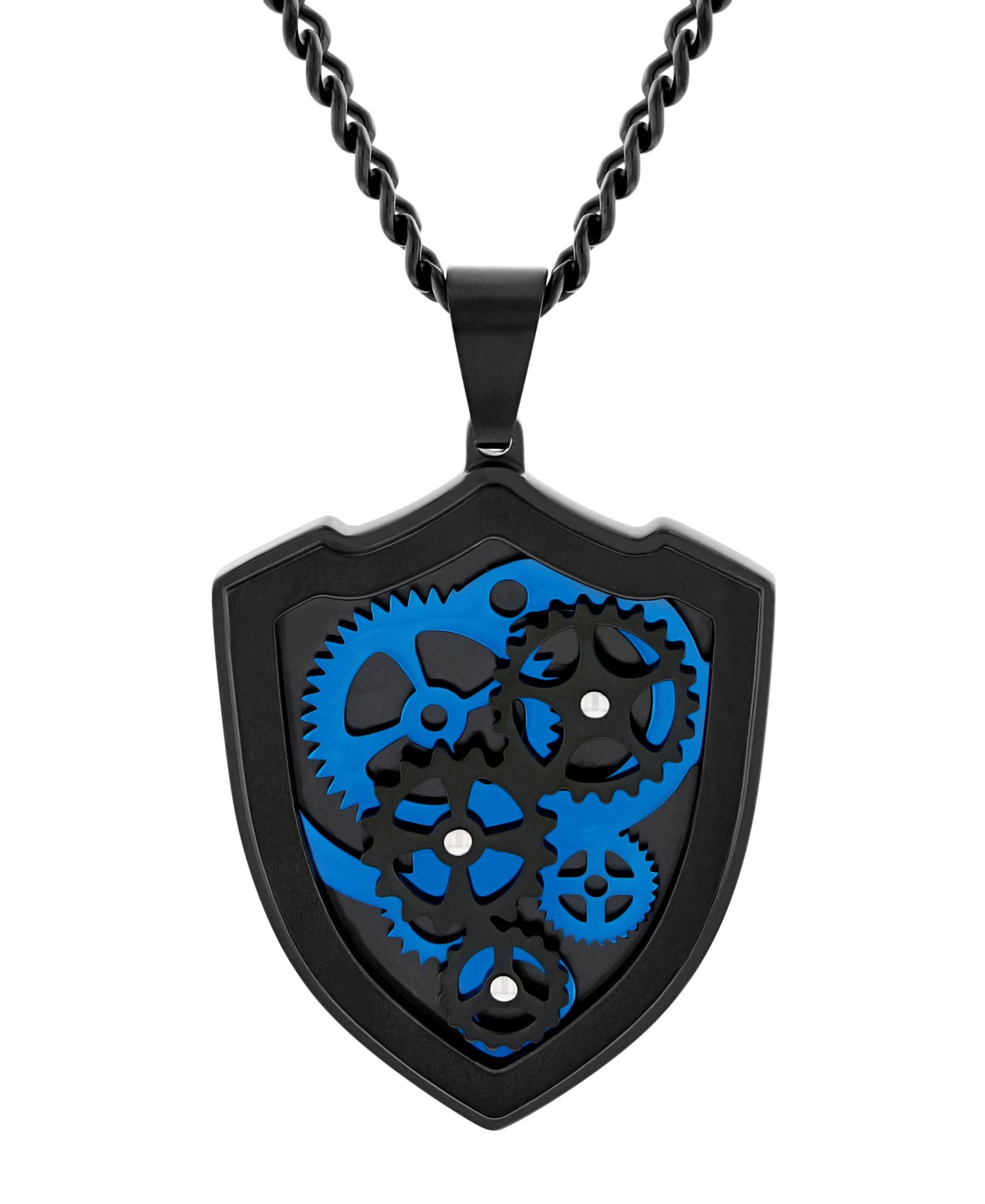 Мужской кулон-подвеска Gear and Shield из двухцветной нержавеющей стали