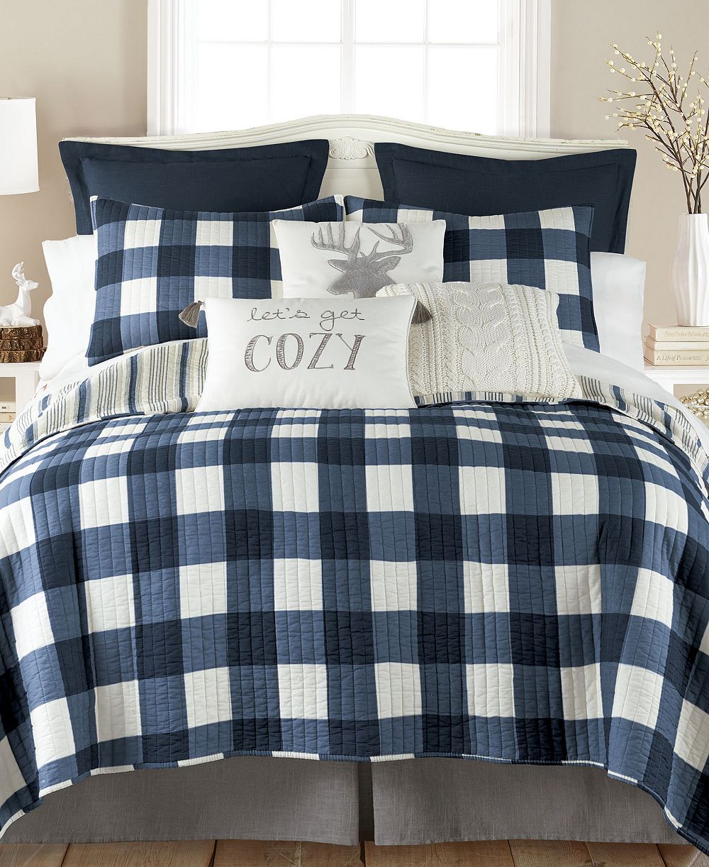 Levtex Home Camden Buffalo Check Reversible 3-Piece Quilt Set, Full/Queen