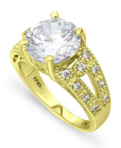 Кольцо Macy's с круглым камнем из кубического циркония и напылением 18K Gold