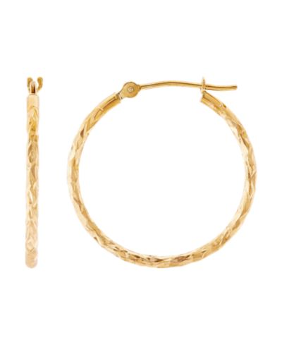 Серьги-кольца Macy's Textured Oval Hoop, 10k Gold, 1"