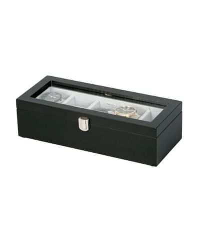 Деревянная шкатулка для часов Mele Co. Tate Glass Top в отделке Java