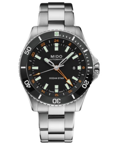 Мужские часы Mido Swiss Automatic Ocean Star GMT со стальным браслетом, 44mm