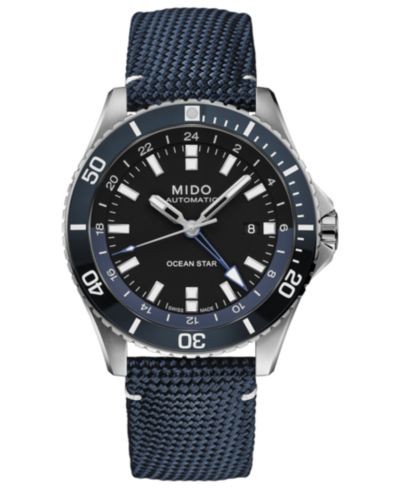 Мужские часы Mido Ocean Star GMT с синим ремешком