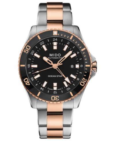 Мужские Mido Swiss Automatic Ocean Star GMT Two-Tone Stainless Steel Bracelet Watch 44mm