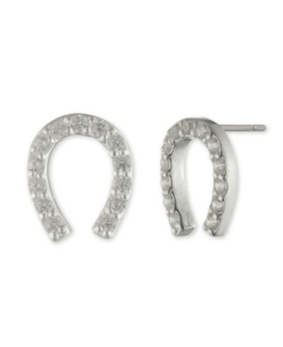 Lauren Ralph Lauren Серьги-гвоздики Cubic Zirconia Horseshoe из стерлингового серебра
