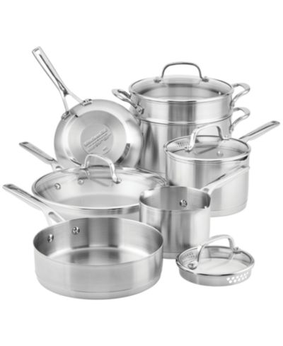 KitchenAid 3-Ply Base Stainless Steel 11 Piece Cookware Set