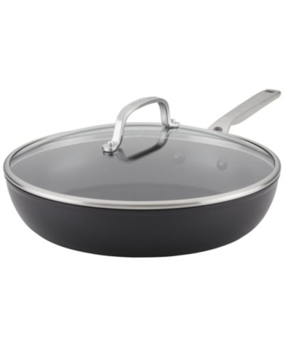 KitchenAid Hard-Anodized Induction Nonstick Frying Pan with Lid, 12.25", Matte Black