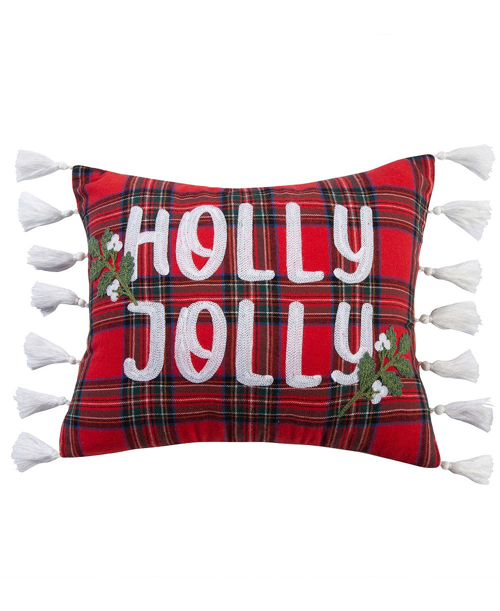 Декоративная подушка Levtex Spencer Plaid Holly Jolly Tassel, 14" x 18"