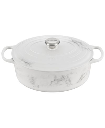 Le Creuset 6.75 Quart Cast Iron Oval Dutch Oven with Marble Applique